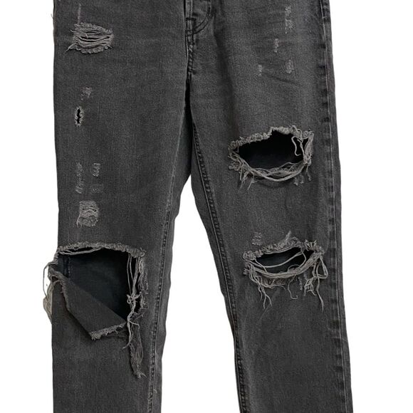 Forever 21 High Waist Mom Jeans Size 25 Faded Black Ripped Distressed Grunge - Picture 3 of 16
